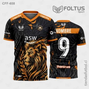 Camisetas de Fútbol Sublimadas Negro con Naranja Personalizadas en Chile 2026