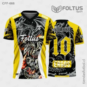 Camisetas de Fútbol Masculinas Amarillo con Negro Personalizadas en Chile 2026
