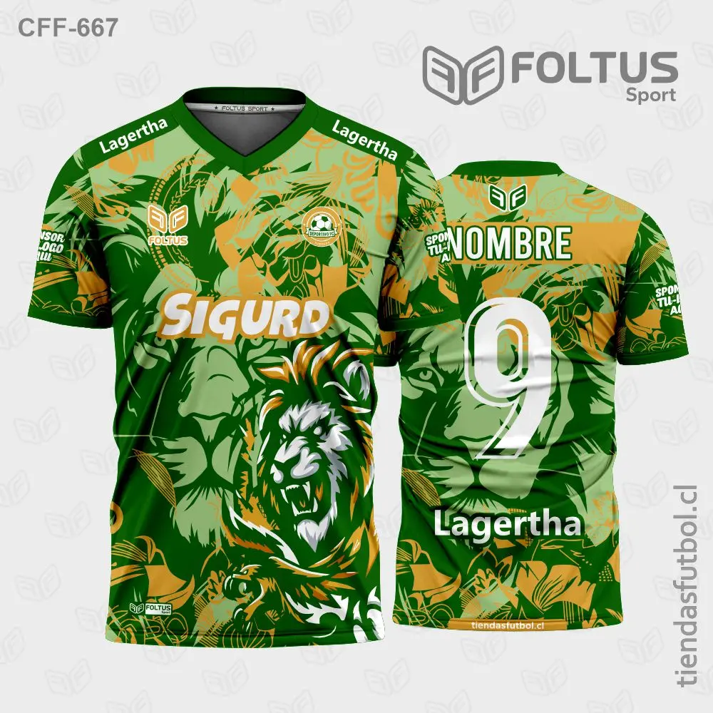 Camiseta de fútbol personalizadas CFF-667 verde con naranja, combinación de alto rendimiento
