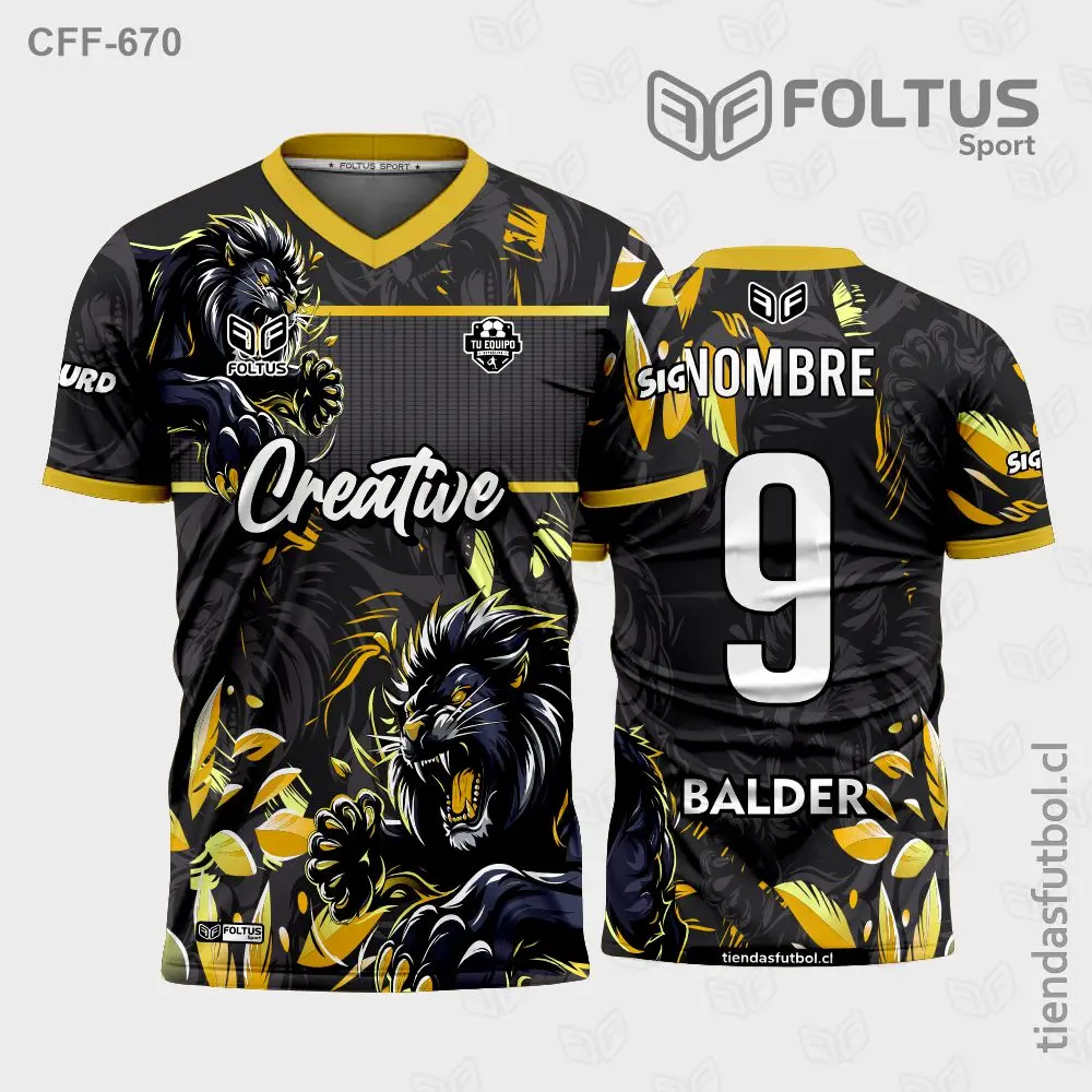 Camisetas de Fútbol Sublimadas Negro y Dorado Personalizadas en Chile 2026