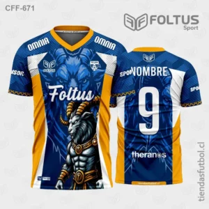 Camisetas de Fútbol Sublimadas Azul y Naranja Personalizadas en Chile 2026