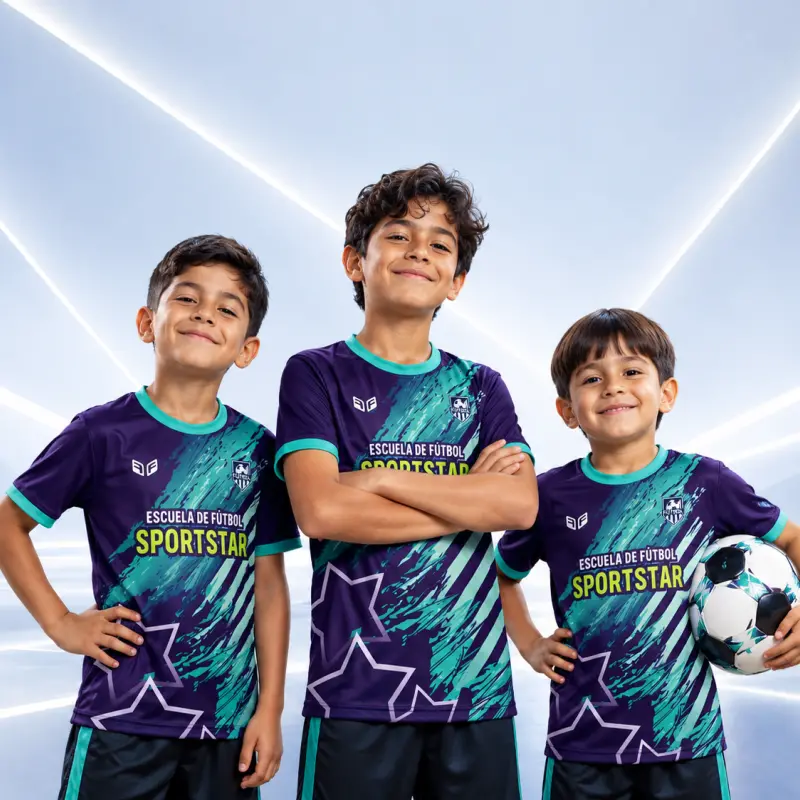 Camisetas de fútbol para escuela de fútbol con categorías infantiles