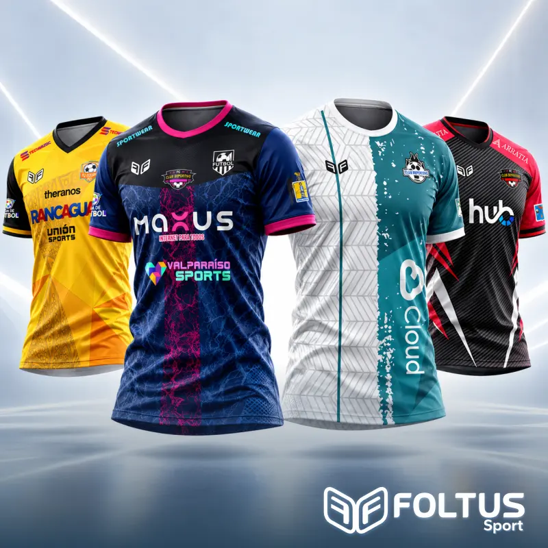 Camisetas de fútbol por mayor para varios equipos de una liga, hechas por Foltus Sport
