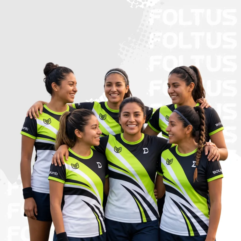 Equipo de fútbol femenino con camisetas personalizadas