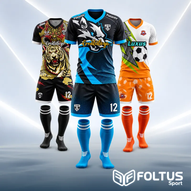 Uniforme de fútbol personalizado completo con camiseta, short y medias Foltus Sport